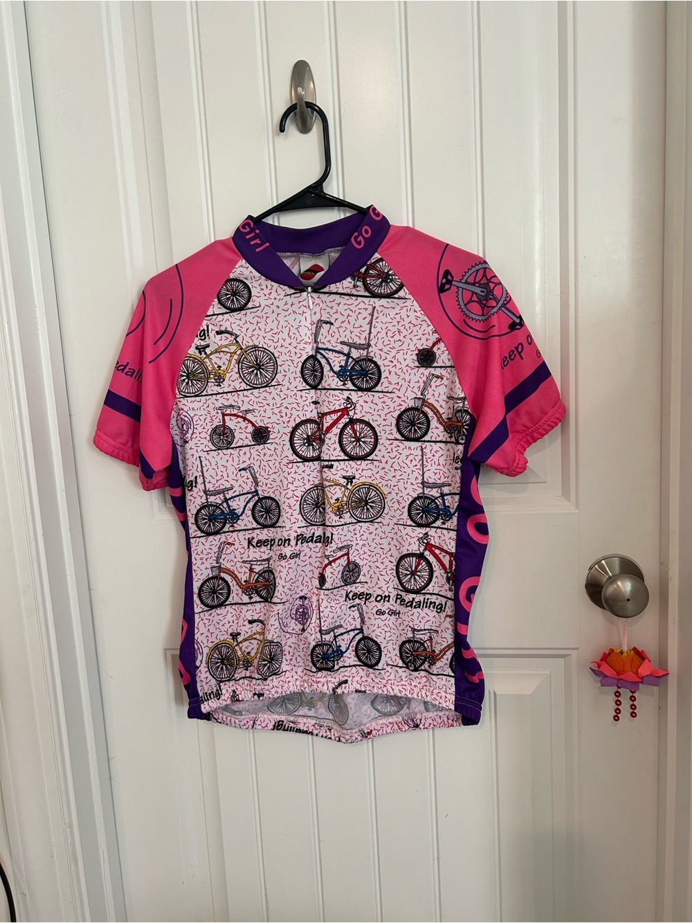 Women’s Vintage Pink Bicycle Print Cycling Jersey - Keep on Pedaling